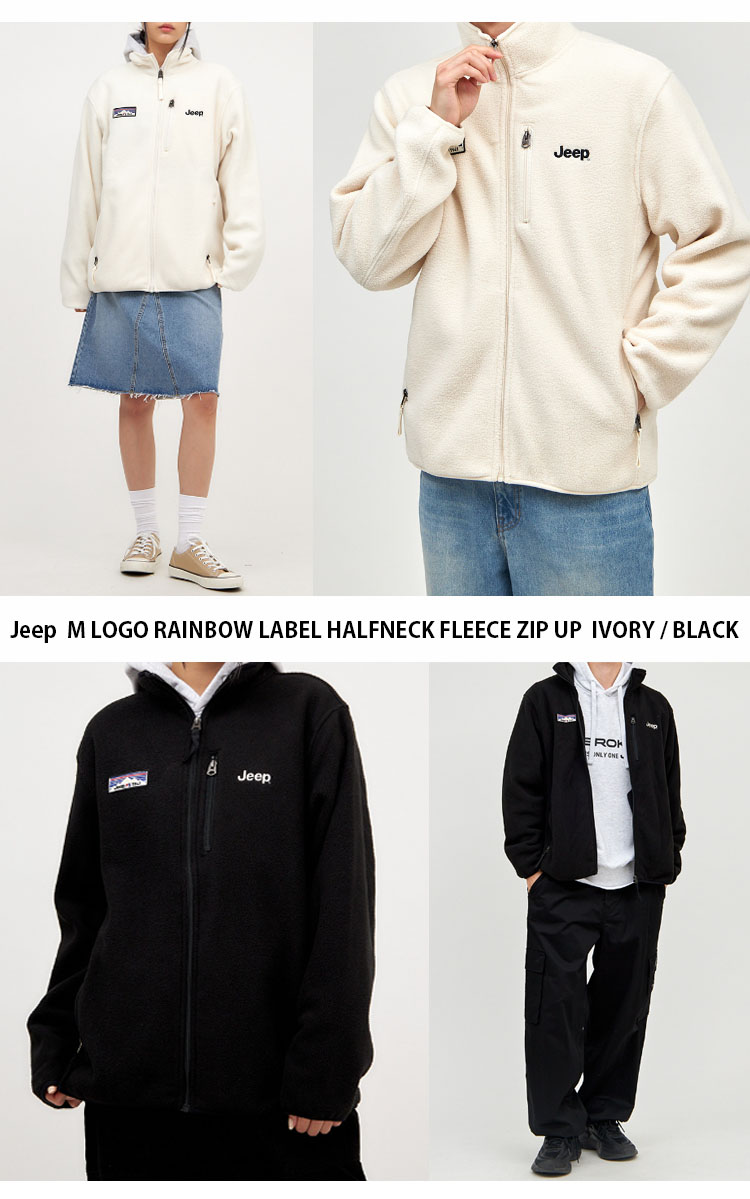 Jeep ジープ フリースジャケット M LOGO RAINBOW LABEL HALFNECK
