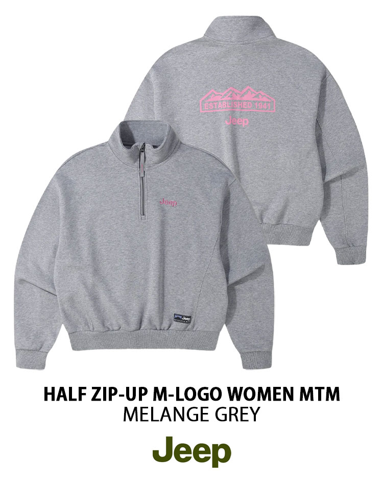 未使用に近い 超美品 サードマガジン ハーフジップ ロゴ スウェット グレー Jeep ジープ レディース スウェット HALF ZIP-UP M-LOGO WOMEN MTM