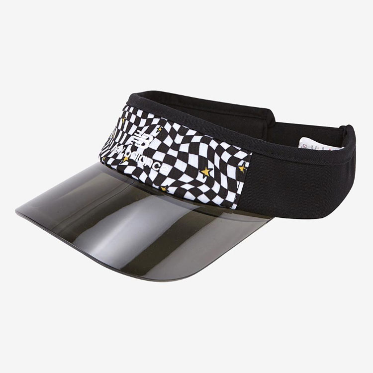 New Balance ニューバランス キッズ サンバイザー PATTERN JELLY SUN CAP パターン ジェリー サンキャップ ブラック イエロー チェック柄 子供用 NK8BDS305Uの画像