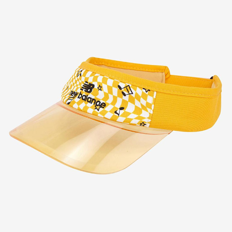 New Balance ニューバランス キッズ サンバイザー PATTERN JELLY SUN CAP パターン ジェリー サンキャップ ブラック イエロー チェック柄 子供用 NK8BDS305Uの画像