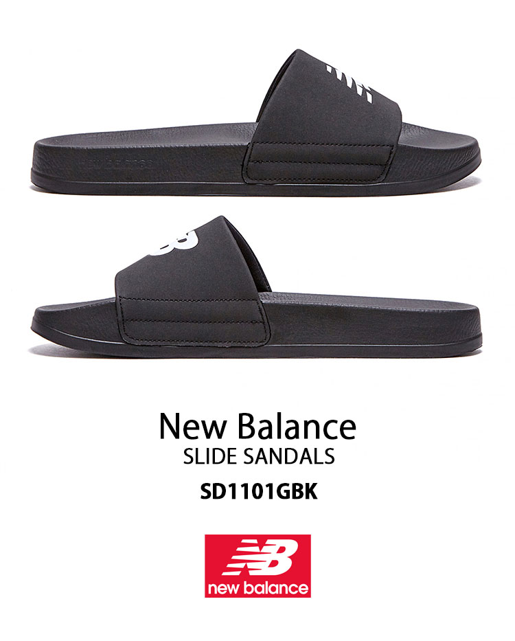 New Balance ニューバランス サンダル SLIDE SANDAL BLACK ビッグロゴ 
