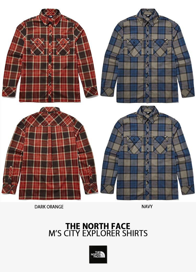 THE NORTH FACE ノースフェイス 長袖 チェックシャツ M'S CITY EXPLORER SHIRTS カジュアルシャツ NAVY  CHECK ORANGE CHECK レギュラーフィット NH8LL50A/B