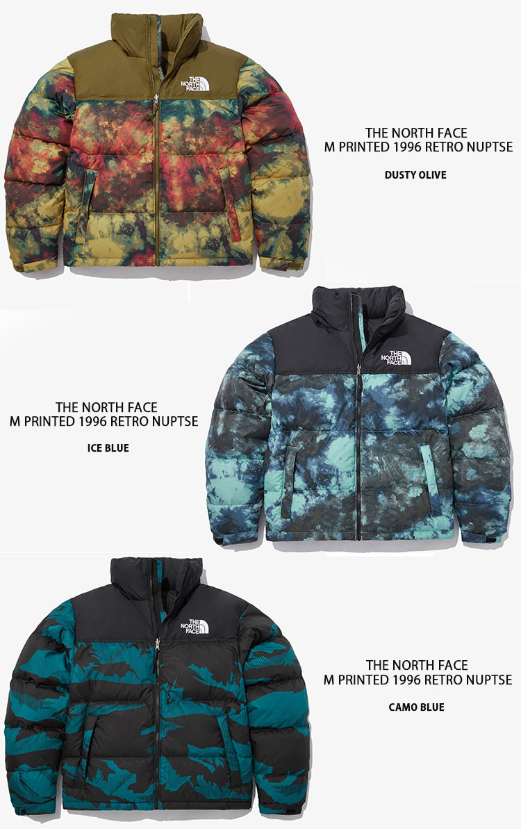 THE NORTH FACE ノースフェイス ダウンジャケット M PRINTED 1996 RETRO NUPTSE JACKET ダウン  ジャケット ヌプシダウン プリント OLIVE BLUE CAMO NJ1DN91A/B/C