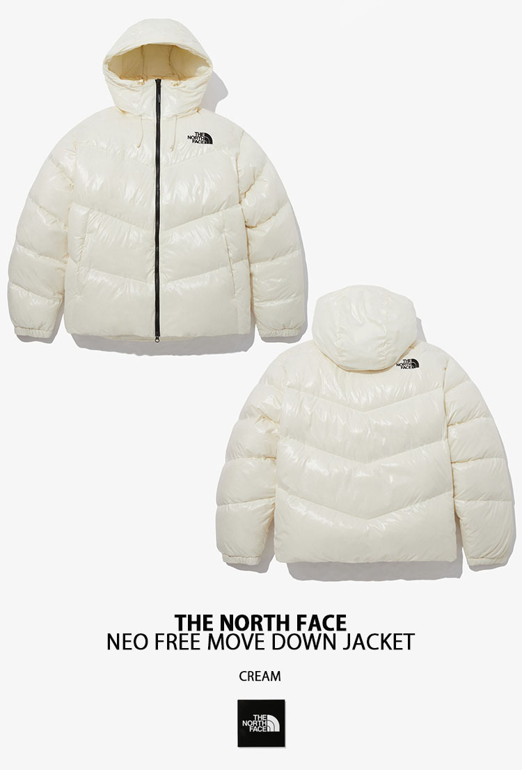 THE NORTH FACE ノースフェイス ダウンジャケット NEO FREE MOVE DOWN JACKET ルーズフィット 光沢  グロッシーダウン BLACK CREAM フード一体型 NJ1DP53K/J