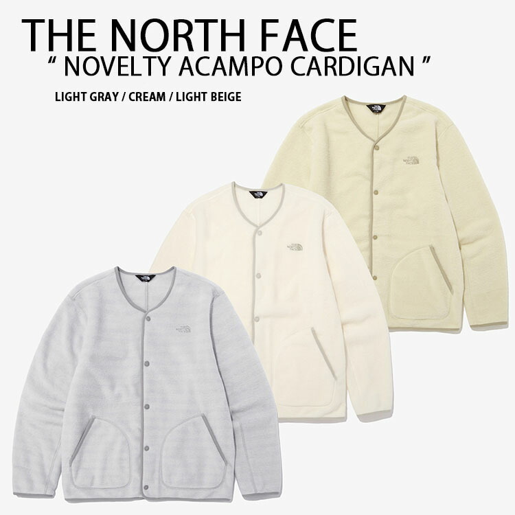 THE NORTH FACE ノースフェイス カーディガン NOVELTY ACAMPO CARDIGAN ノベルティ アカンポ フリースカーディガン  BEIGE CREAM ロゴ ストリート NJ5JN61A/B/C