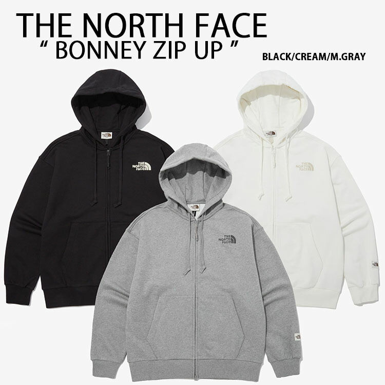 THE NORTH FACE ノースフェイス パーカー BONNEY ZIP UP フルジップパーカー スウェットパーカー フーディー BLACK  GRAY CREAM ダブルジッパー NJ5JP51K/J/L