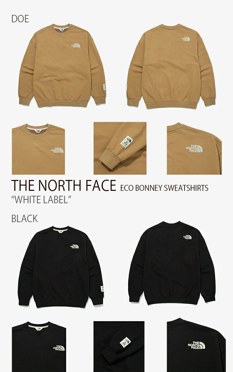 THE NORTH FACE ノースフェイス スウェット ECO BONNEY SWEATSHIRTS ホワイトレーベル トレーナー  WHITELABEL ブラック グレー オートミール NM5MM51J/K/M/L/N