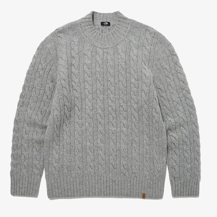 THE NORTH FACE ノースフェイス ニット MERINO WOOL CABLE SWEATER メリノ ウール ケーブル セーター 長袖 アイボリー グレー メンズ レディース NT7AP50A/B/C｜snkrs-aclo｜03