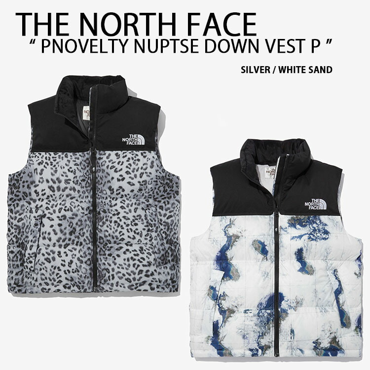 THE NORTH FACE ノースフェイス ダウンベスト NOVELTY NUPTSE DOWN VEST P ダウン ベスト ヌプシダウン  SILVER WHITE SAND レオパード 地球プリント NV1DN51J/K