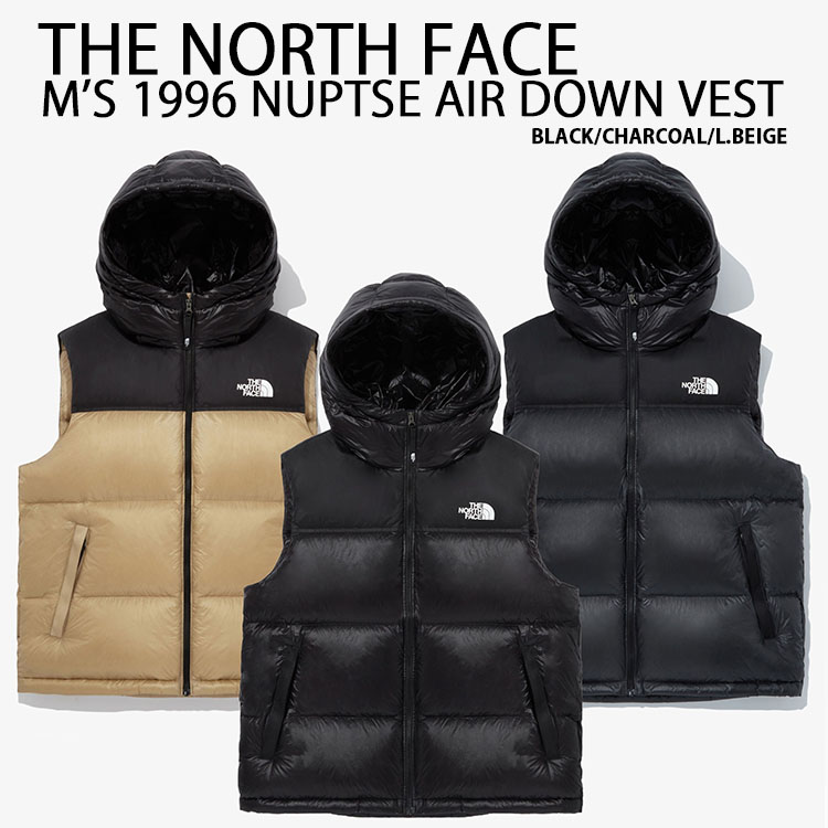 THE NORTH FACE ノースフェイス ダウンベスト M'S 1996 NUPTSE AIR DOWN VEST ヌプシ ベスト BLACK  BEIGE CHARCOAL スタンドネック ロゴ NV1DQ50A/B/C