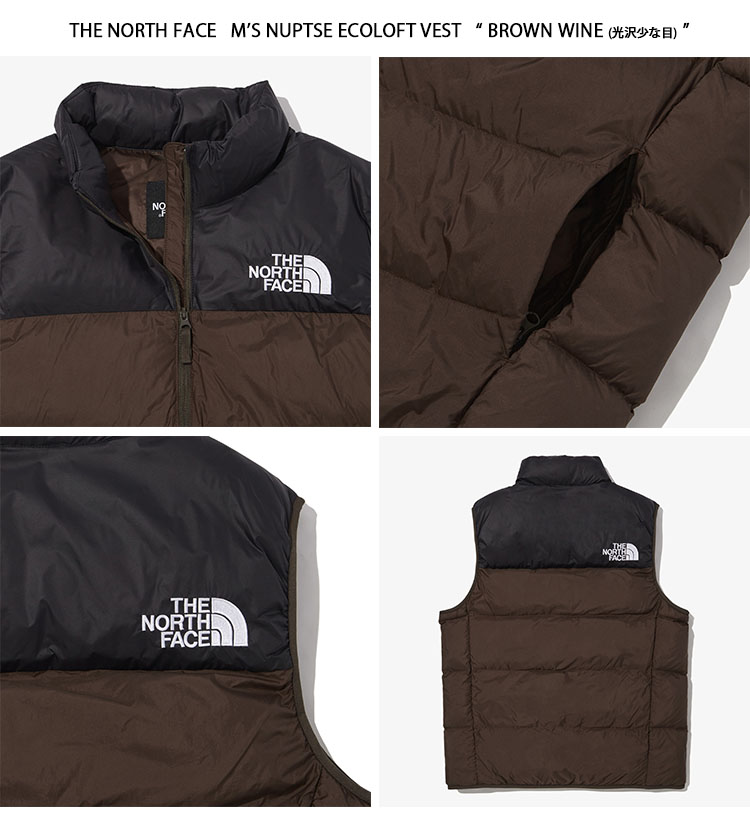 THE NORTH FACE ノースフェイス ダウンスタイル ベスト M'S NUPTSE ECOLOFT VEST パディングベスト BLACK  NAVY BROWN ロゴ ダウンライク NV3NN60A/B/C/D/E/F/G