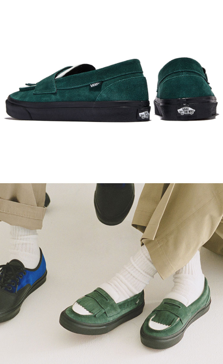 VANS バンズ スニーカー LOAFER GREEN WHITE BLACK V196CF MA ローファ グリーン ホワイト ブラック ローファー  メンズ レディース