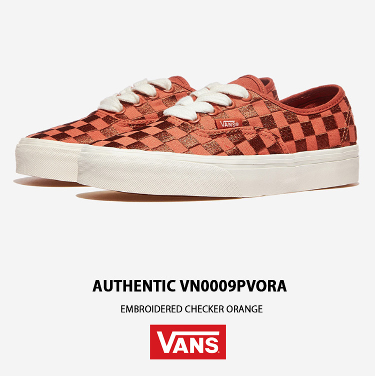 スニーカー ^VANS^ Authentic embroidered check orange VN0009PVORA1 Buy Authentic 'Embroidered Checkerboard - Orange