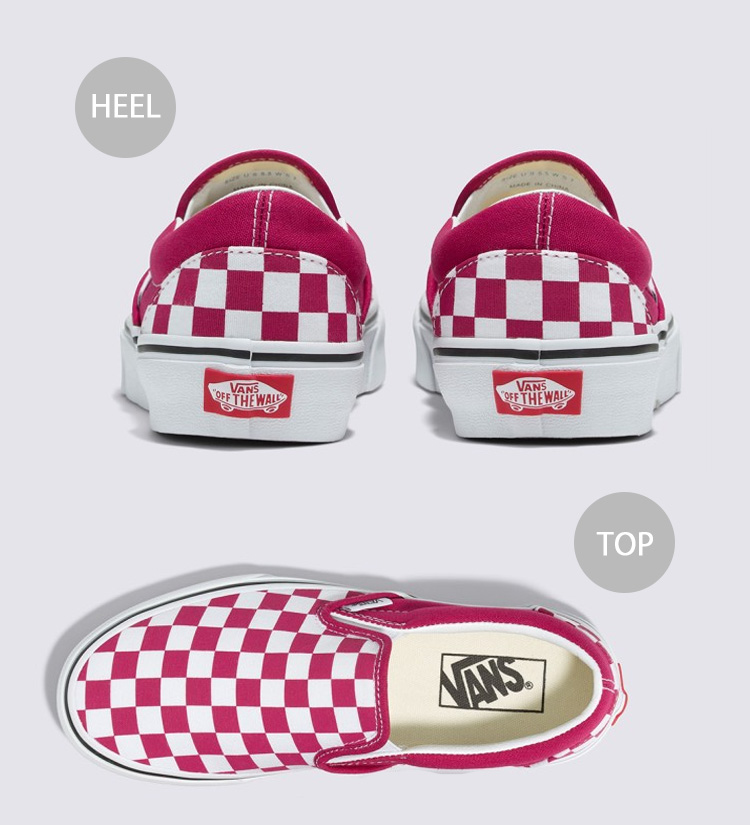 Cherry checkered vans top slip on