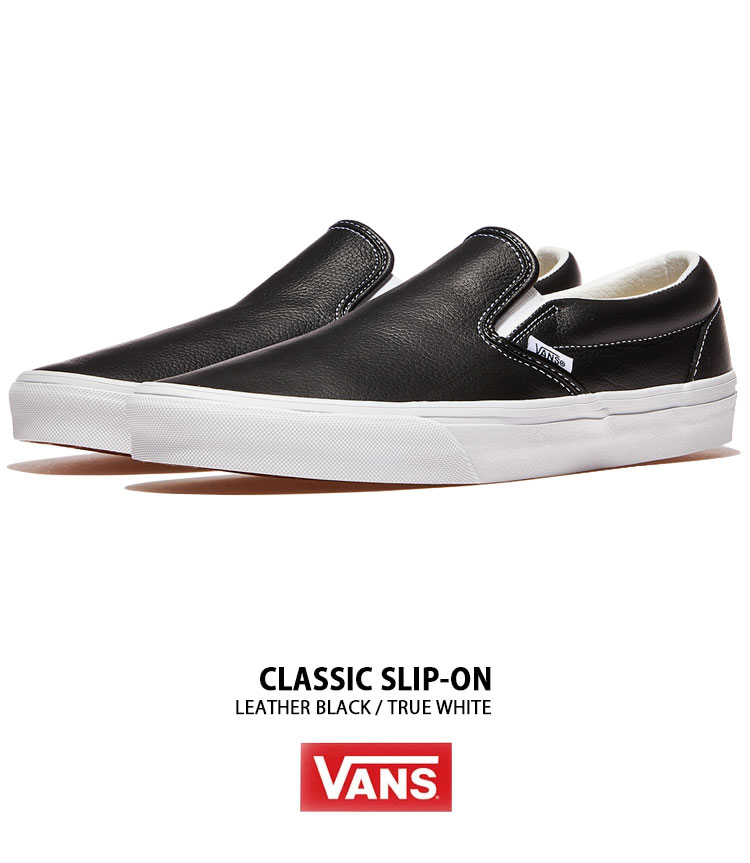 VANS バンズ スニーカー CLASSIC SLIP-ON LEATHER BLACK TRUE