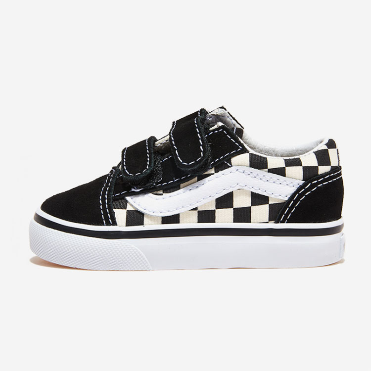 VANS バンズ キッズ スニーカー OLDSKOOL V CHECH VN0A38JNP0S ベルクロ マジックテープ オールドスクール PRIMARY BLACK WHITE スエード プライマリーチェック｜snkrs-aclo｜02