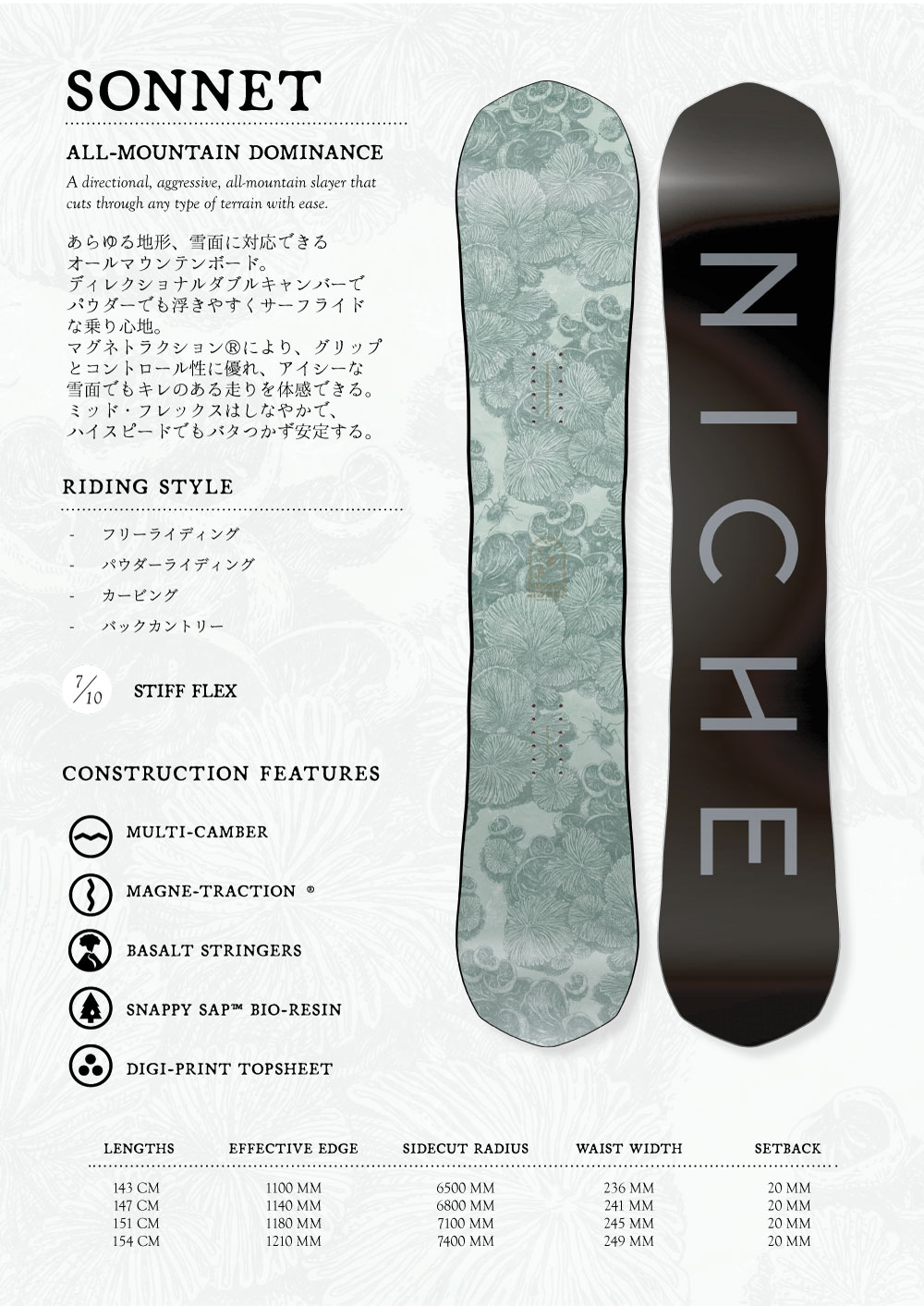 NICHE Snowboards 22-23 Sonnet ニッチスノーボード ソネット フリー