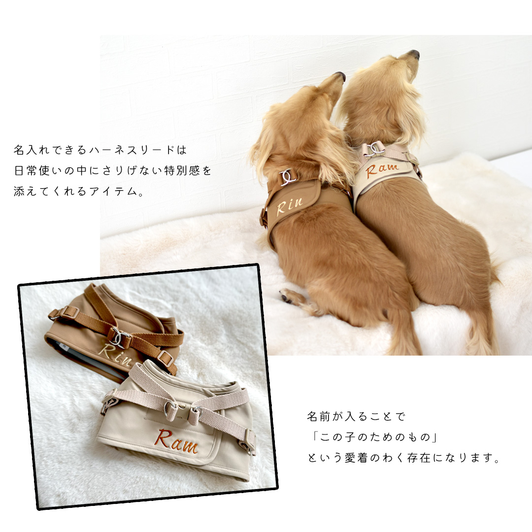ハーネス リードセット 名入れ 刺繍 反射 小型犬 犬用 犬具 迷子防止