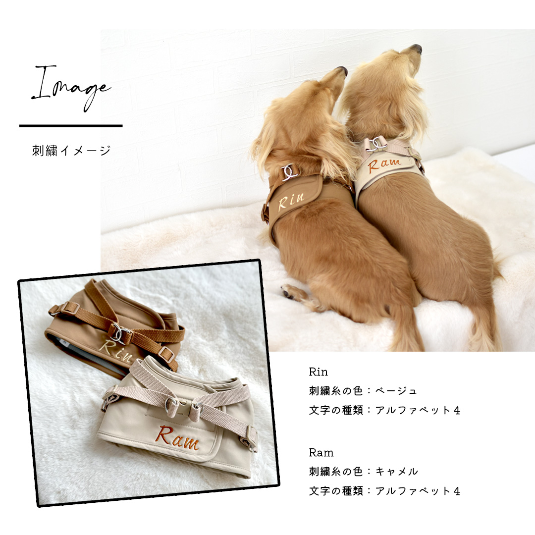 ハーネス リードセット 名入れ 刺繍 反射 小型犬 犬用 犬具 迷子防止