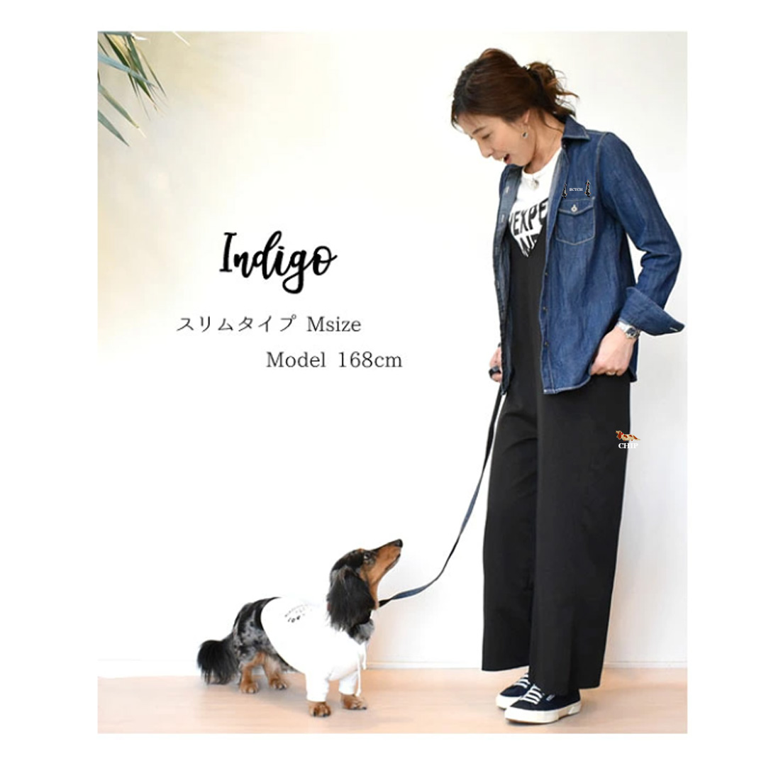 おすわり犬ダックス刺繍ダンガリーシャツ　綿 愛犬 ダックス 名入れ うちの子 オーナー snowdrop | ブランド登録なし | 04