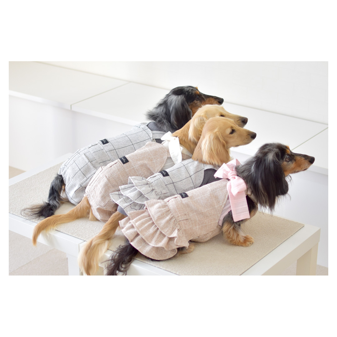 ダックスサイズ チェックオーバーオール デニム 服 犬服 犬用品 DOG