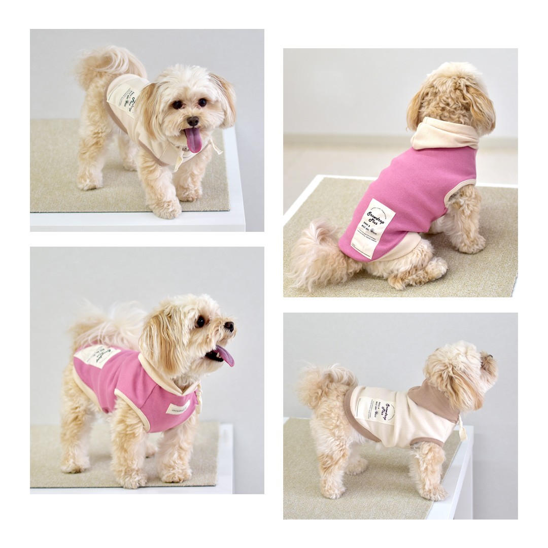 (在庫処分セールの為返品交換不可)リブフード付き　タンクトップ　伸縮 タンク 名入れ 刺繍　フード　2カラー　フード付き　犬　犬服　ペットゆうパケット対応 | ブランド登録なし | 11