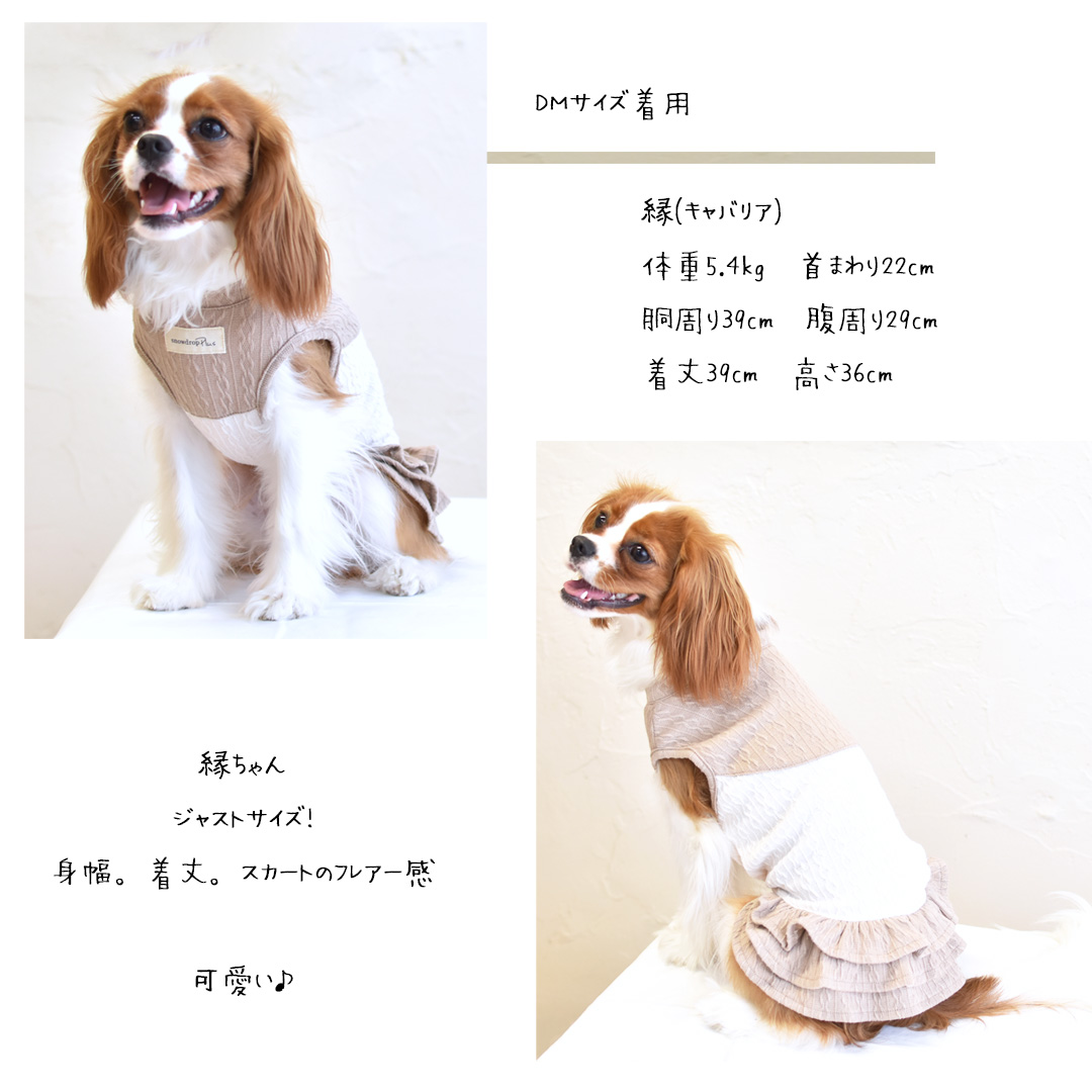 ケーブル生地 切り替え ワンピース 着せやすい 名入れ 刺繍のびのび 犬服 犬 服 snowdrop ワンピース 犬 dog 服 ロゴ服  ゆうパケット対応