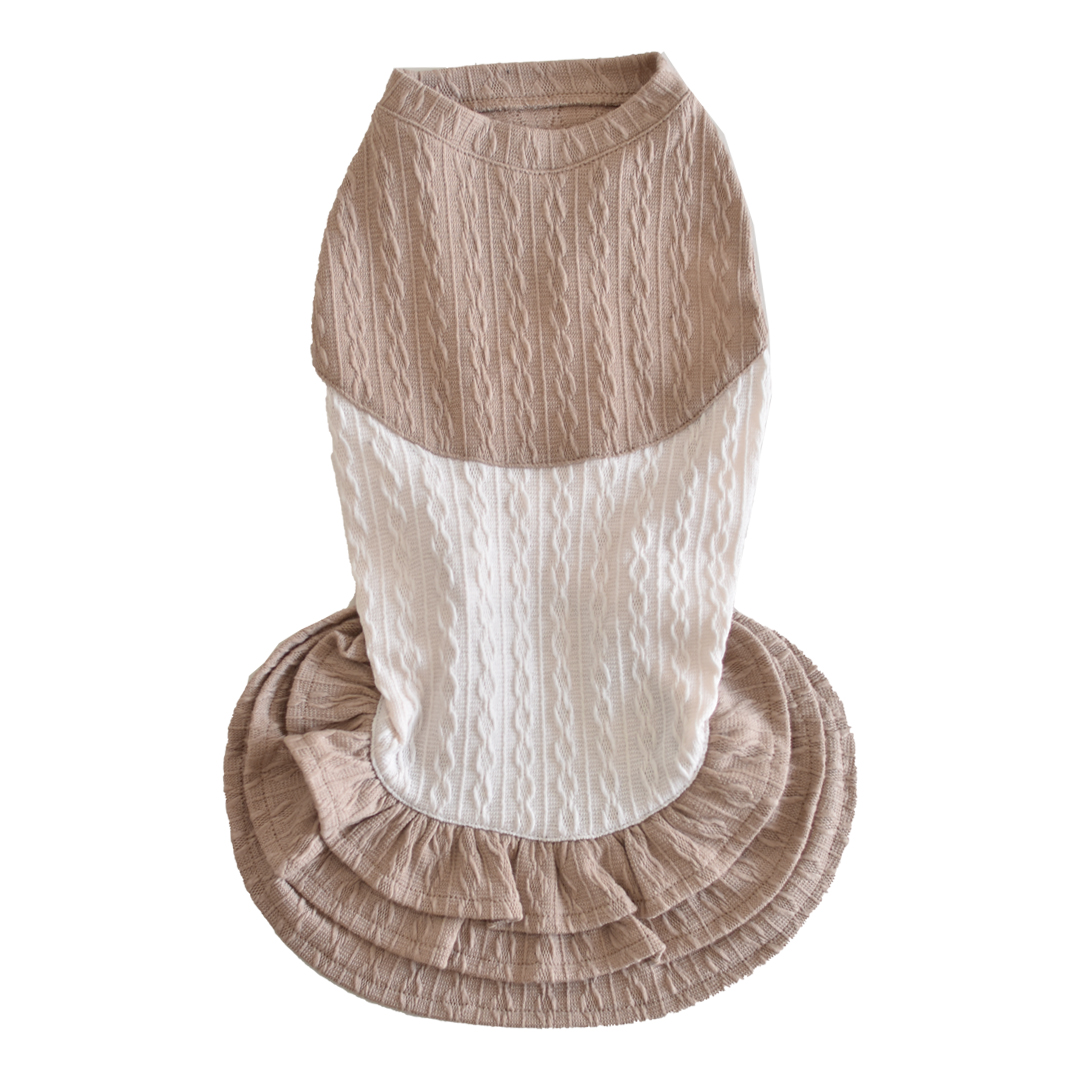 在庫処分SALEの為返品交換不可)ケーブル生地 切り替え ワンピース 着せ