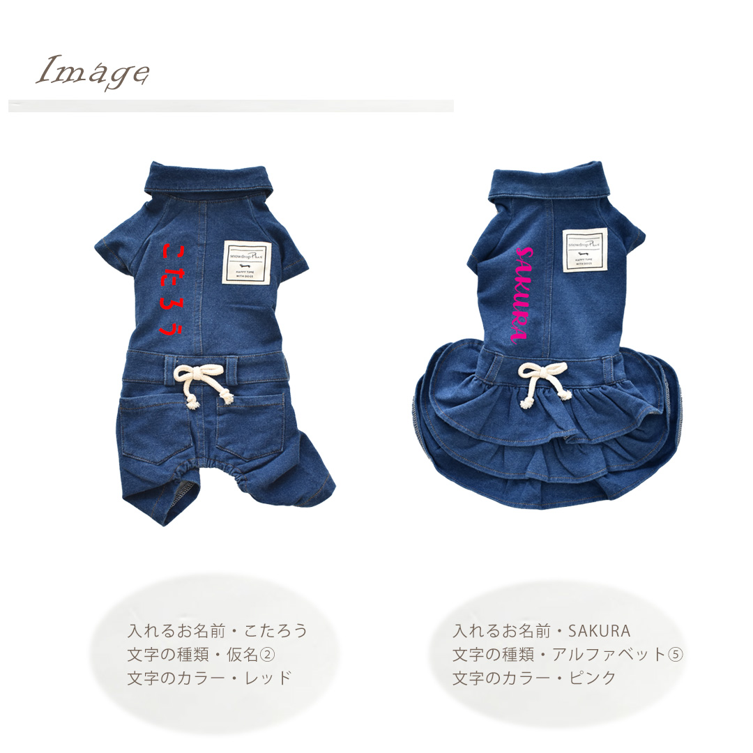 プリント 名入れ 襟付きデニムオールインワン ダックスサイズ のびのび