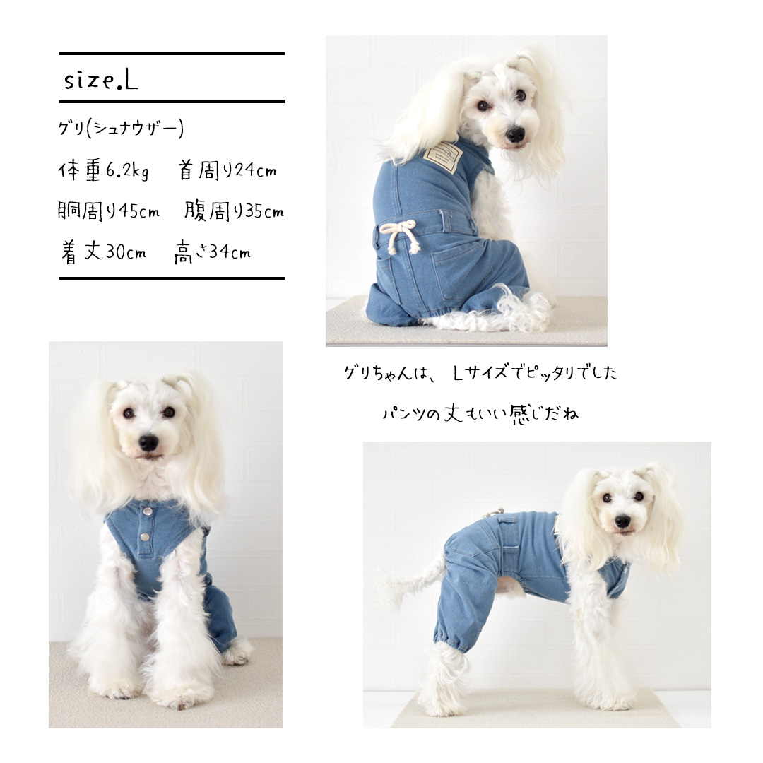 デニムオールインワン 名入れ 刺繍 のびのびストレッチデニム ロンパース カバーオール つなぎ 犬服　犬の服 ゆうパケット対応