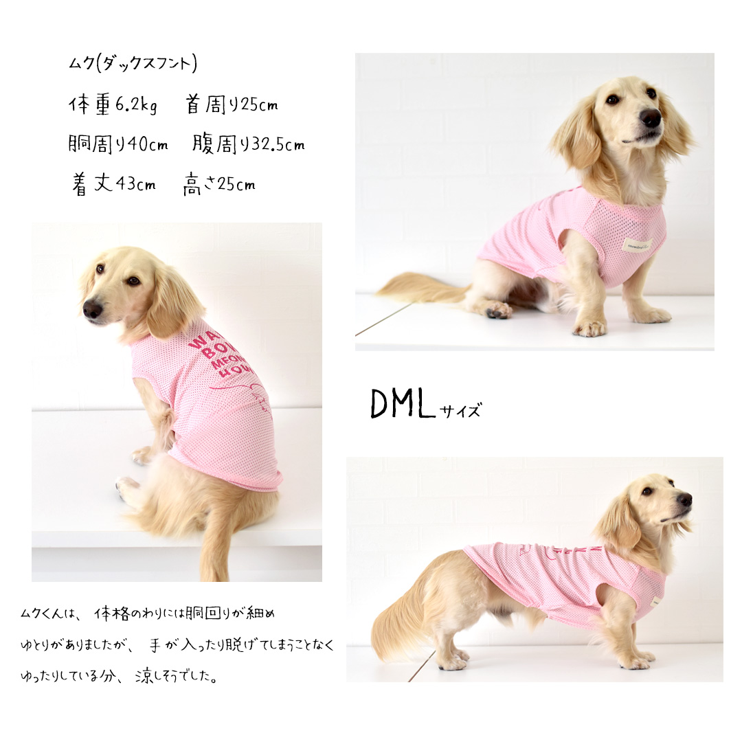 newダックスサイズ オリジナルロゴ 夏服 メッシュタンクトップ 犬 服 メッシュ 涼しい ドッグウェア snowdrop タンクトップ  ゆうパケット対応