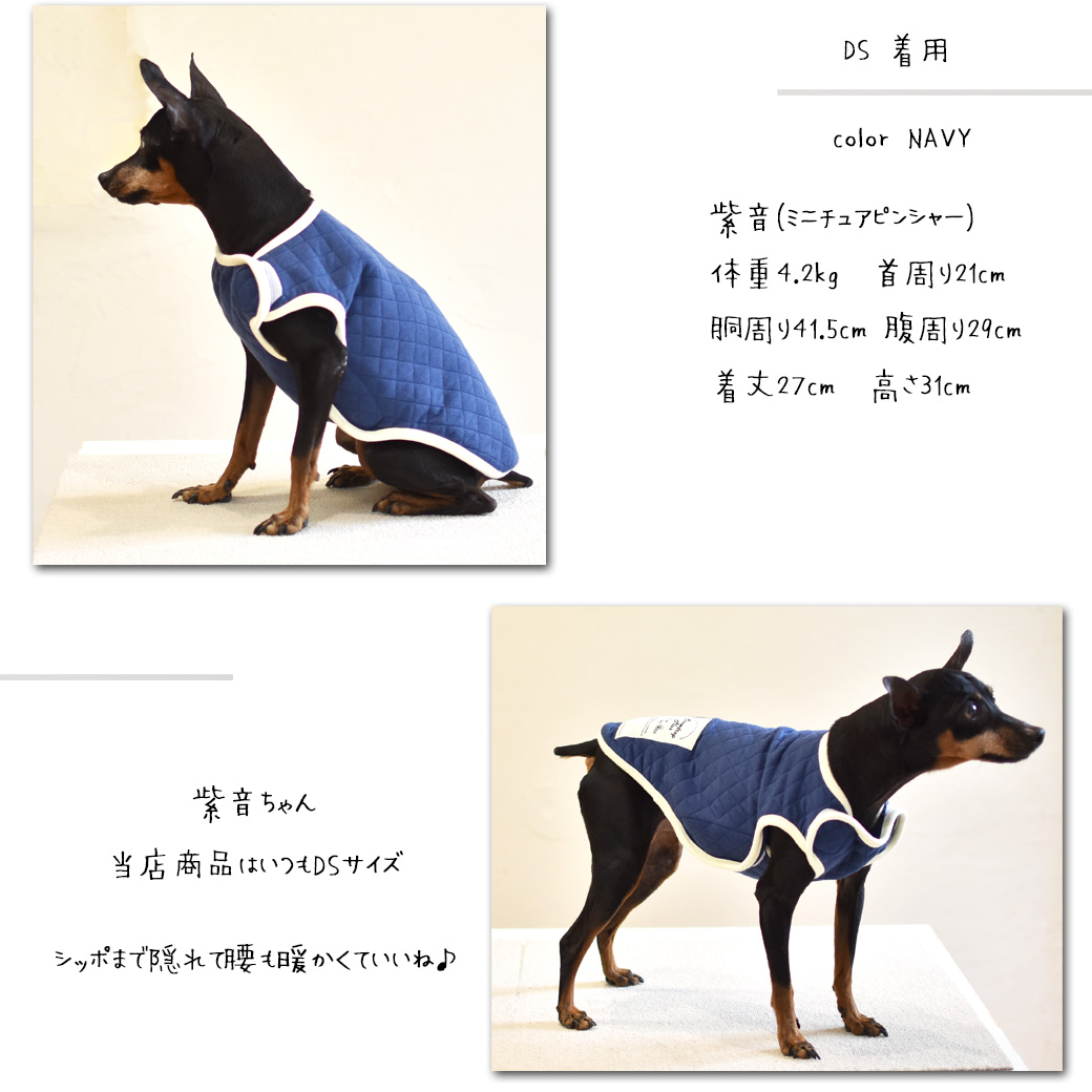 キルティングベスト 名入れ 刺繍 介護 着せやすい 介護服 シニア 犬 DOG ドッグ ペット服 マジックテープ ゆうパケット対応｜snowdrop｜05