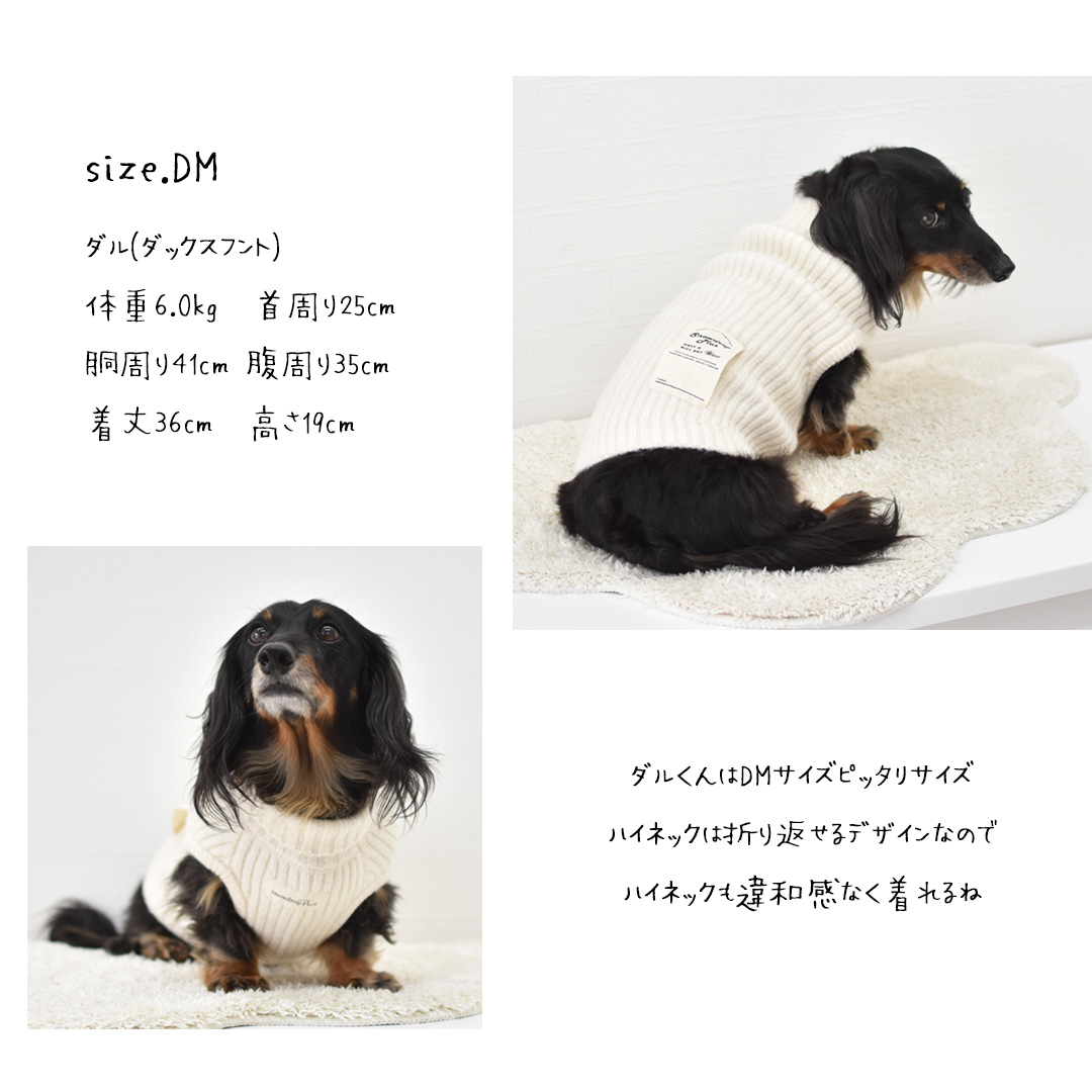 タートルニット リブニット 名入れ 刺繍 ニット snowdrop 犬 服