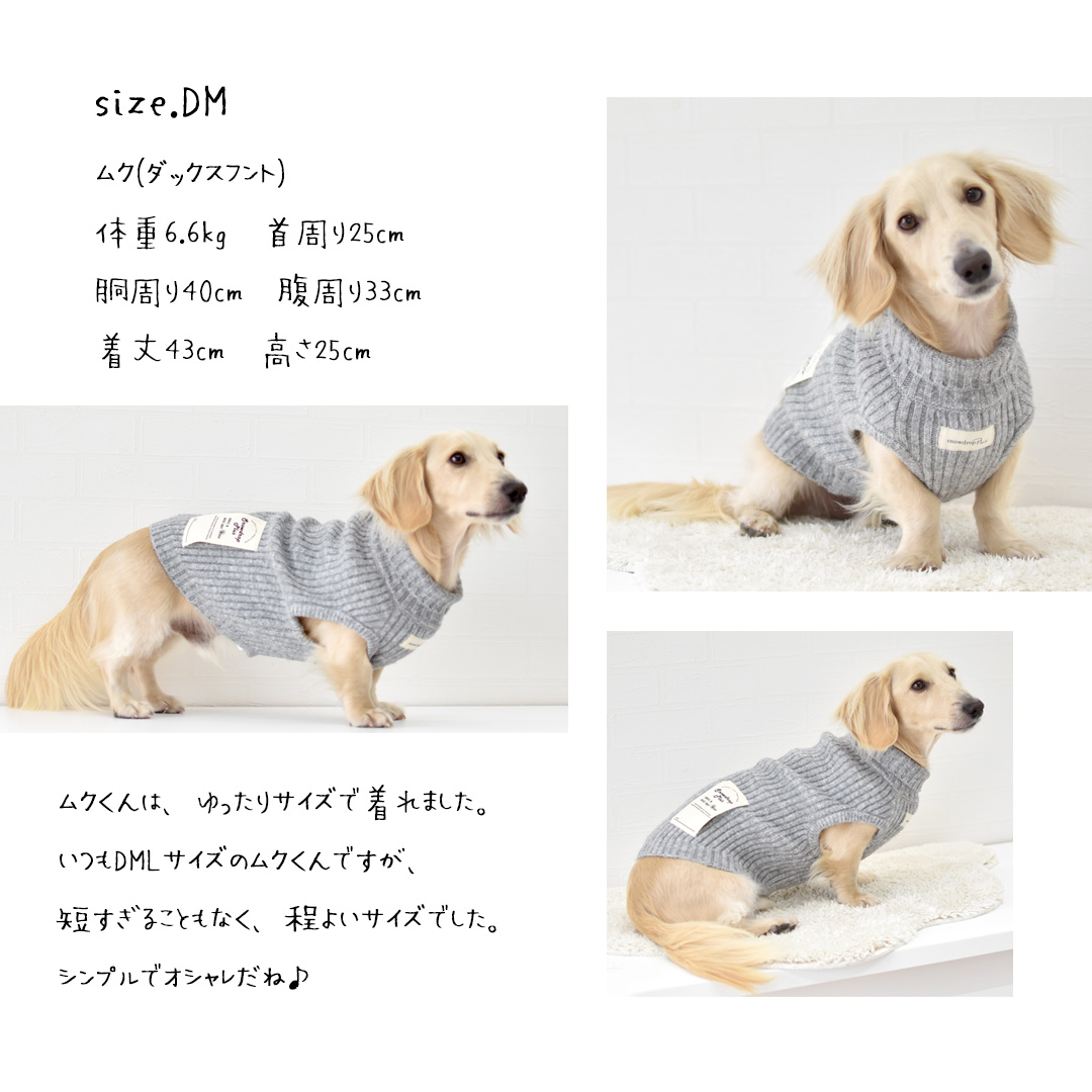 タートルニット リブニット 名入れ 刺繍 ニット snowdrop 犬 服