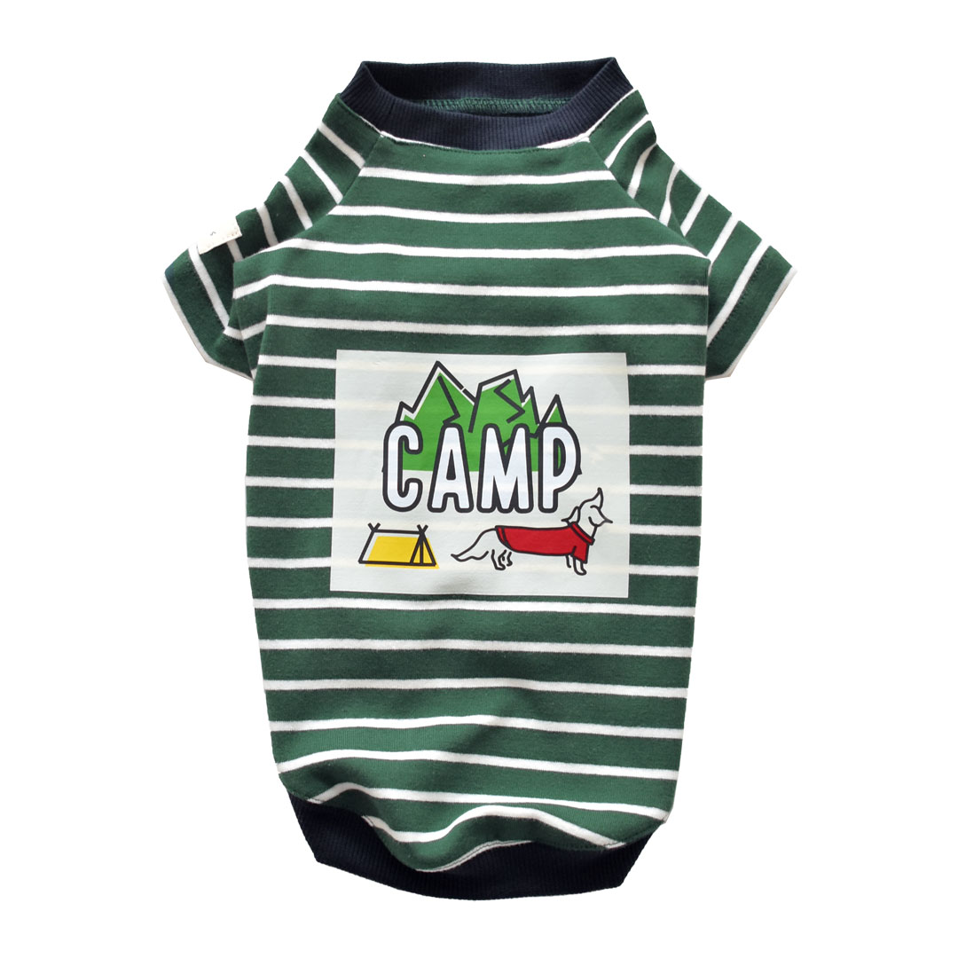 ボーダー キャンプTシャツ ダックスサイズ 犬服 snowdrop ドッグウェア 着せやすい 伸縮 ストレッチ のびのび Tシャツ ゆうパケット対応　 | ブランド登録なし | 02
