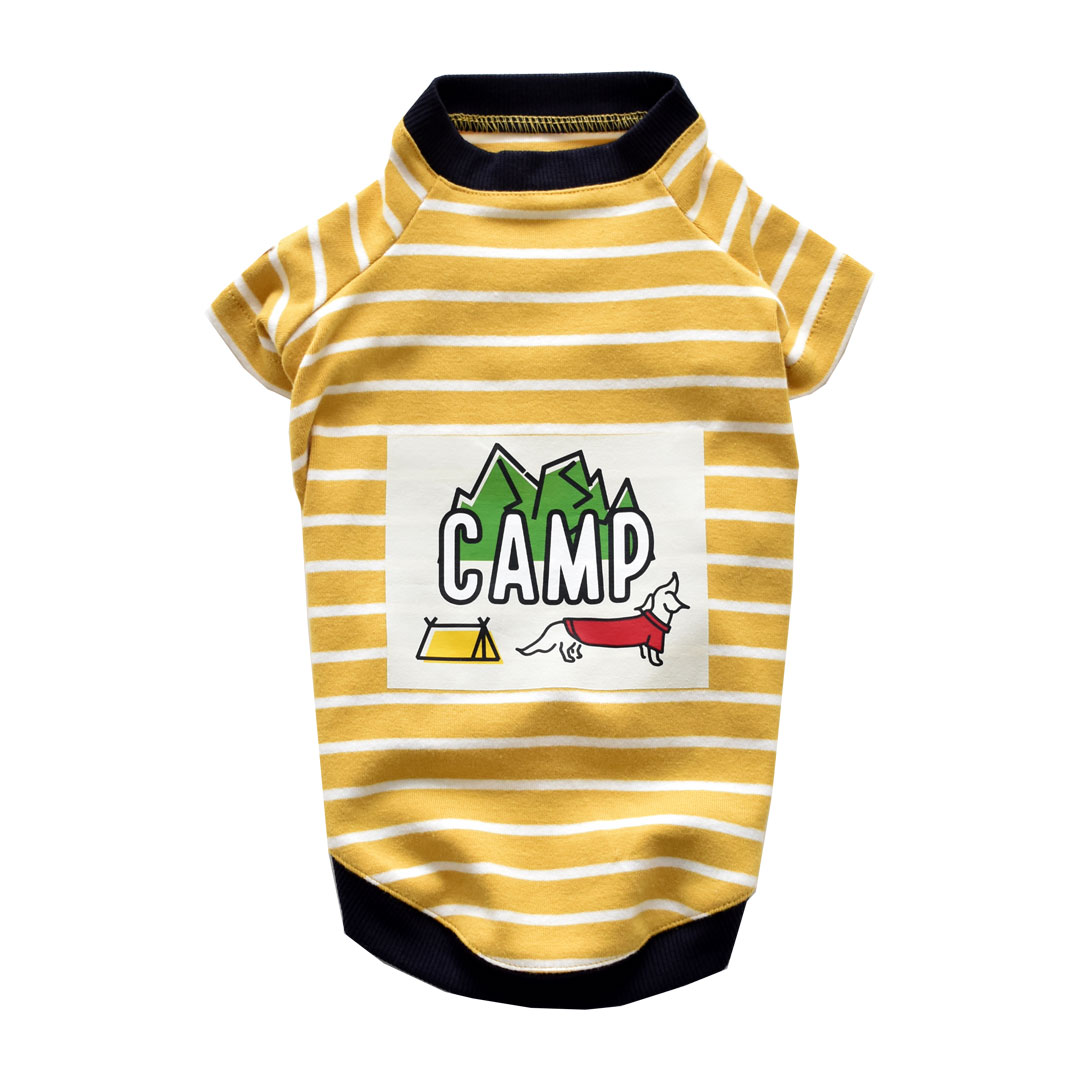 ボーダー キャンプTシャツ ダックスサイズ 犬服 snowdrop ドッグウェア 着せやすい 伸縮 ストレッチ のびのび Tシャツ ゆうパケット対応　 | ブランド登録なし | 01
