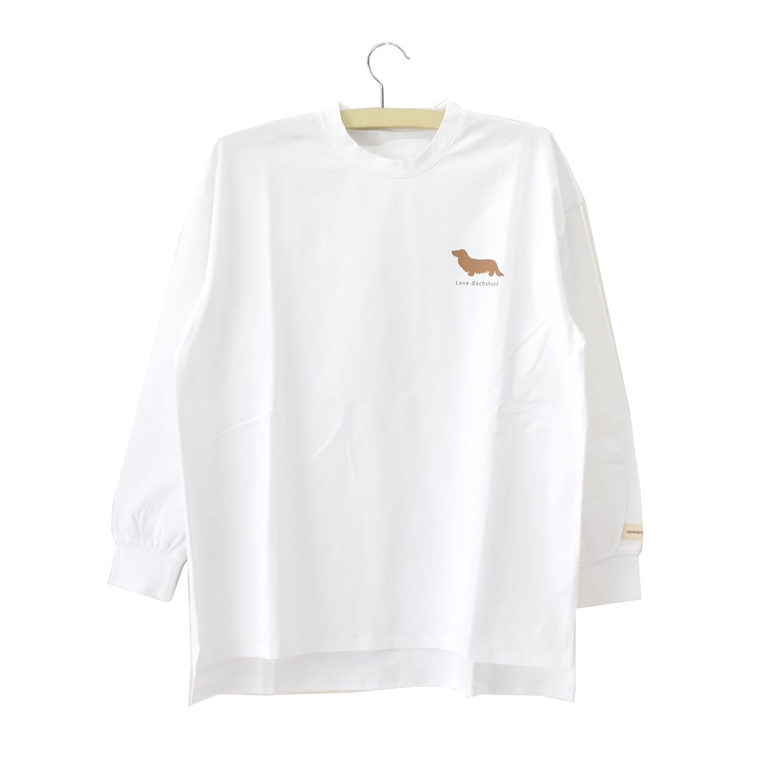 オーナー用 ペットとお揃い シンプルダックス長袖Tシャツ　ロンT 名入れ 刺繍 お揃い 長袖 ビックシルエット フリーサイズ snowdrop ゆうパケット対応 | ブランド登録なし | 01