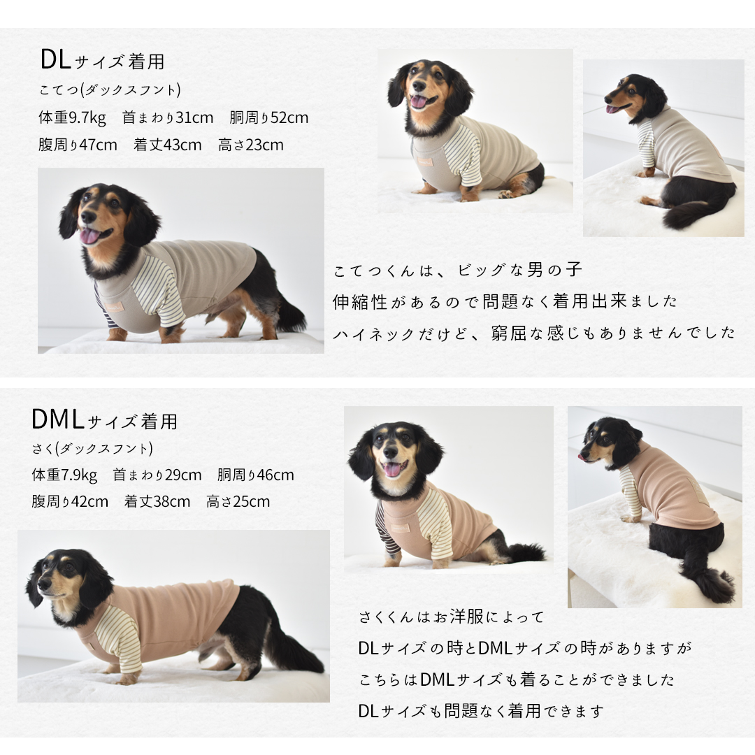 ダックスサイズ new 両袖ボーダーTシャツ 犬服 snowdrop 着せやすい