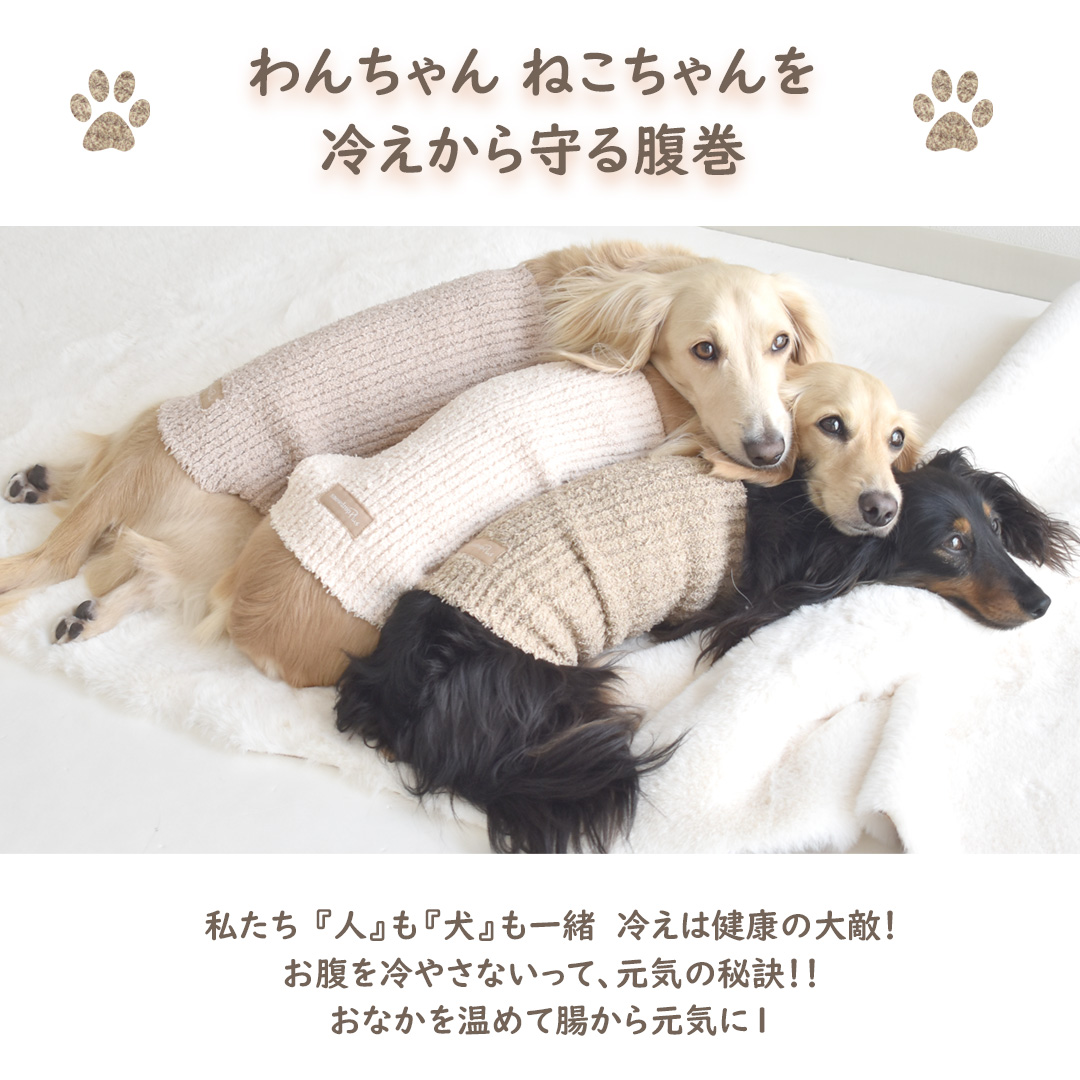 ぬくぬく ダックス 犬服 腹巻き ブークレ調モールニット ハイネック