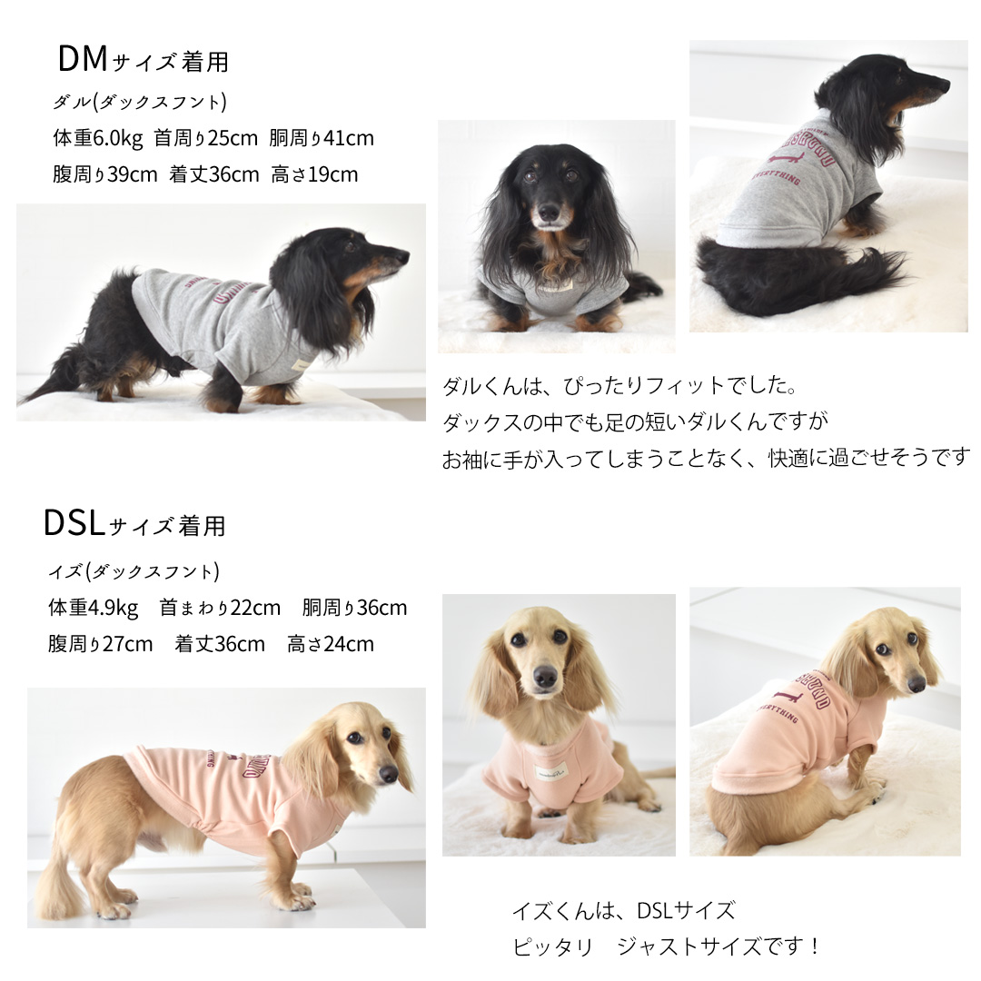 裏ボアフレンチ ぬくぬく トレーナー ダックスサイズ 名入れ 刺繍 犬服