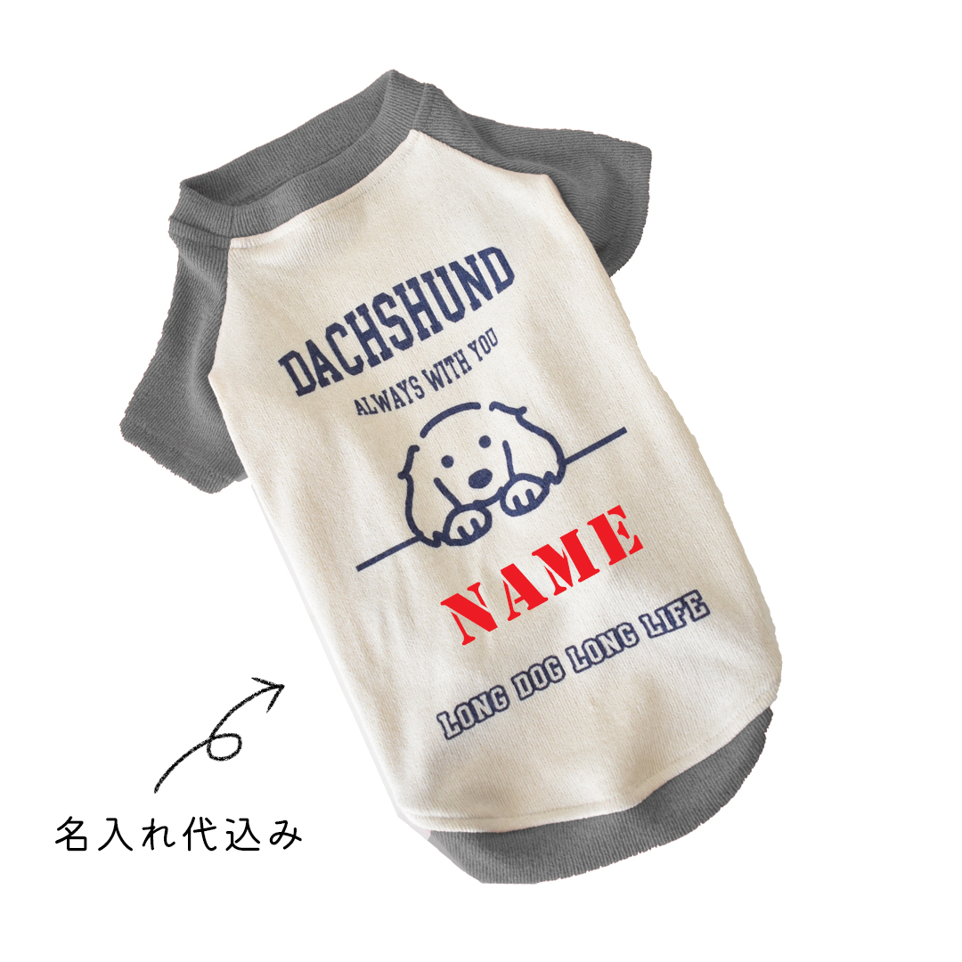 ダックス配色フレンチラグランTシャツ 名入れ プリント 柔らか ロゴ