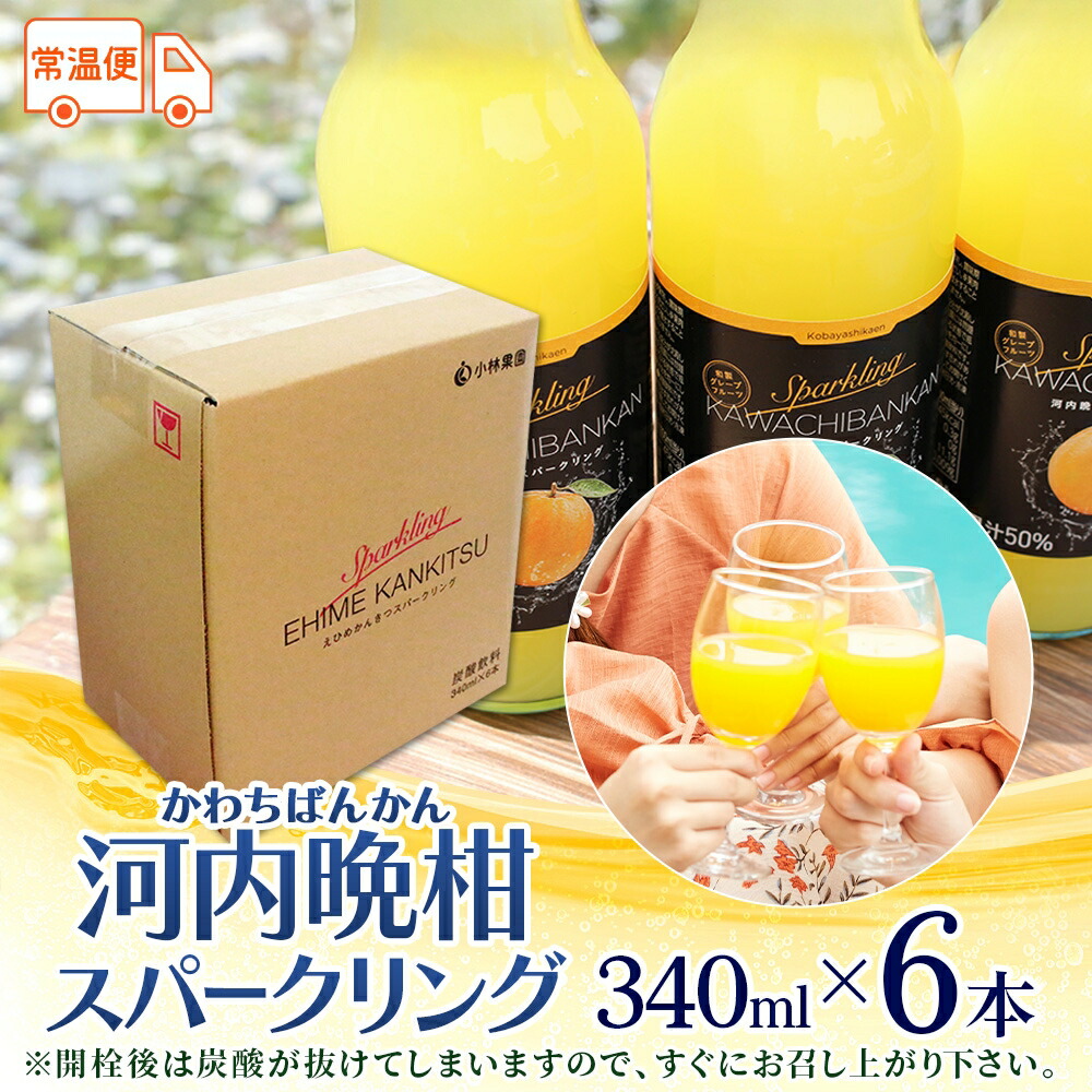 北国からの贈り物 農園直送 河内晩柑 スパークリングジュース 340mlx6