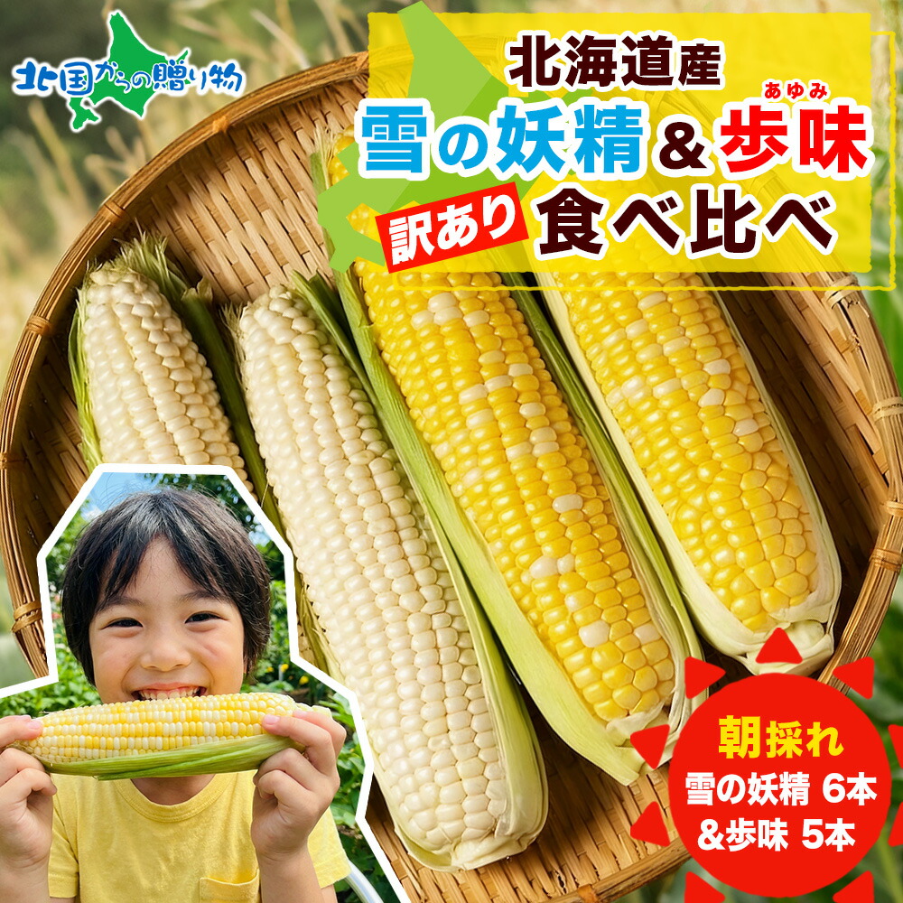 ほしぞら【訳あり】とうもろこし、2種類食べ比べ、15キロ 北国からの贈り物 わけあり 黄色 白い トウモロコシ 食べ比べセット 11