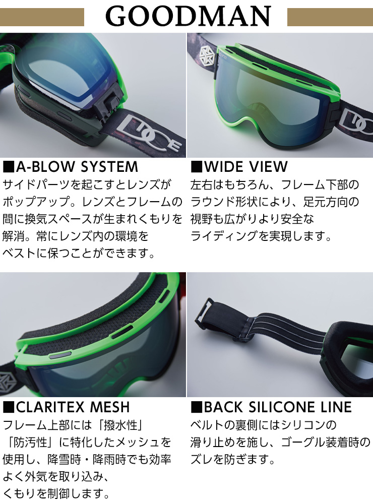 DICE（ダイス） 2026 DICE GOODMAN グッドマン スノーボード ゴーグル