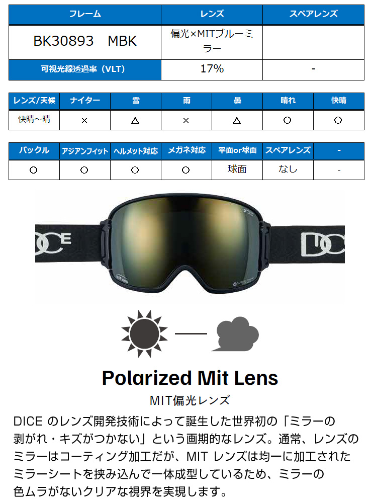 スキー・スノーボードアクセサリー DICE BANK Amazon | [ダイス] 日本製 スノーゴーグル BANK バンク BK35190