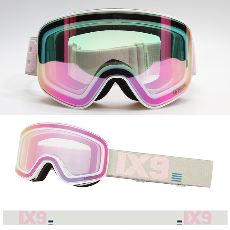 正規品 2023 IXNINE アイエックスナイン IX3 PRO スノーボード ゴーグル Ochid Pink レンズ : Pink Titan  Clear スキーゴーグル
