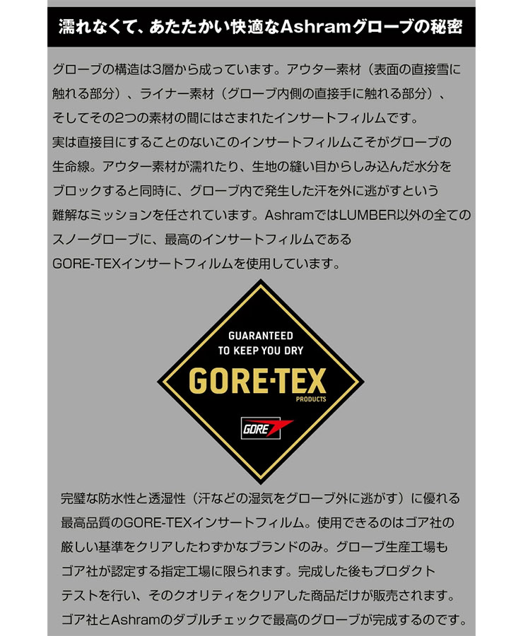 23-24 2024 ashram アシュラム スノーボード グローブ ゴアテックス