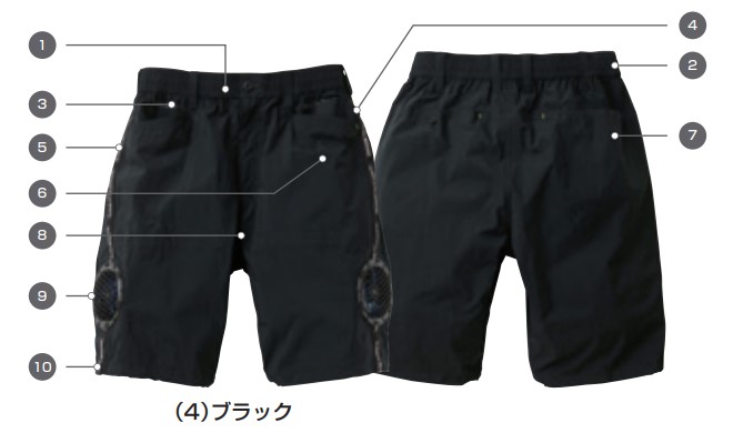 S-LL 0129-07 EF用ハーフパンツ G.G. EFウェア 空調服 作業服 遮熱