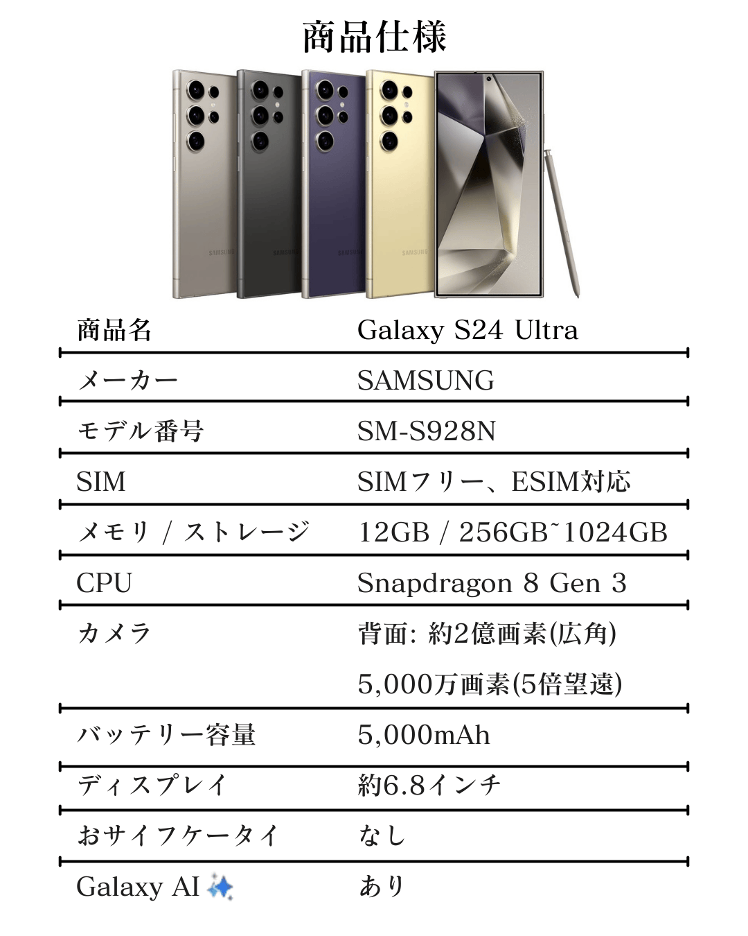 Samsung Galaxy S24 Ultra 256GB SIMフリー版 Galaxy S24 Ultra｜価格比較・SIMフリー・最新情報 - 価格.com