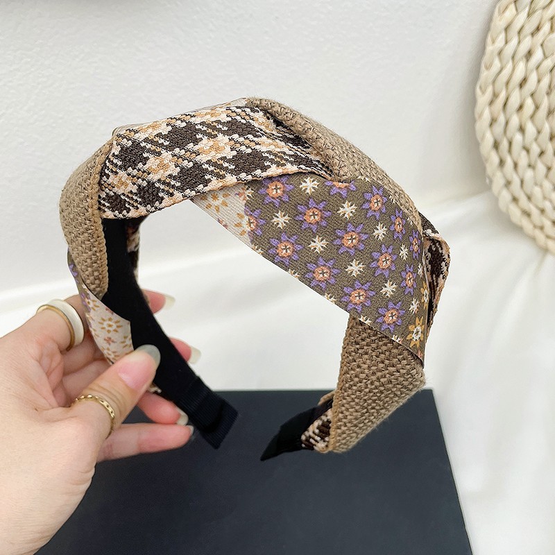 カチューシャ ヘアバンド クロス フラワー チェック バンダナ ターバン